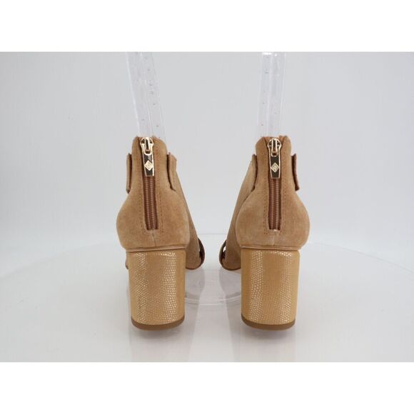 Donald J Pliner Perra Women's 9 Shoes Brown Suede Slip On Zip Block Heel Sandals - Picture 3 of 10